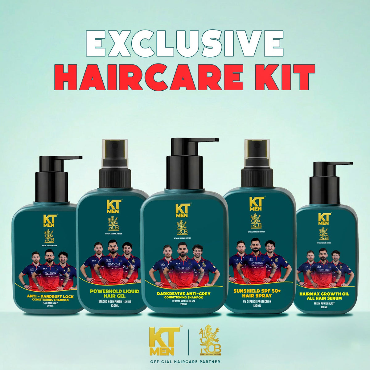 RCB Exclusive Haircare Kit | Anti-Dandruff, Hair Growth & Anti-Grey Solution (5 Products)