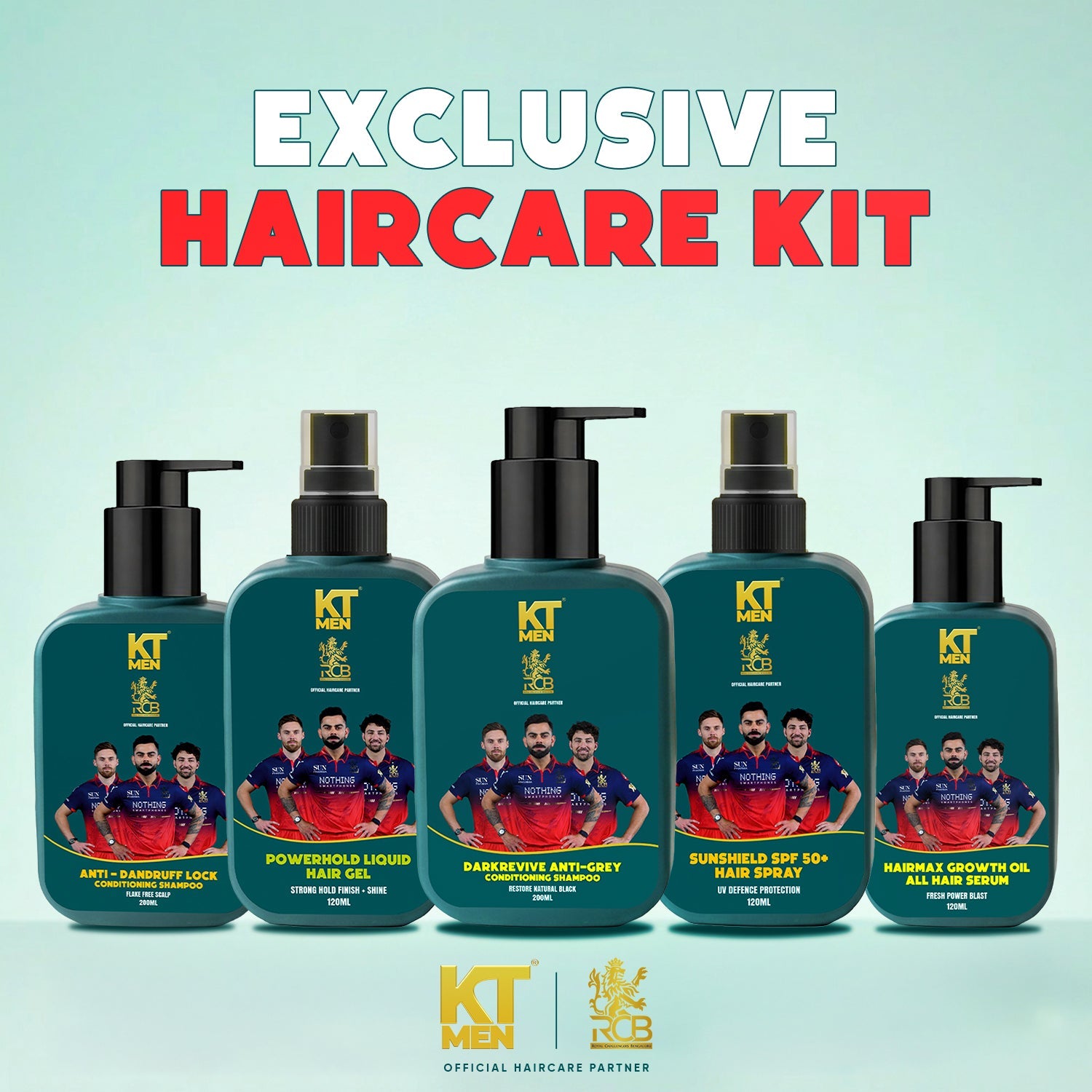 RCB Exclusive Haircare Kit | Anti-Dandruff, Hair Growth & Anti-Grey Solution (5 Products)