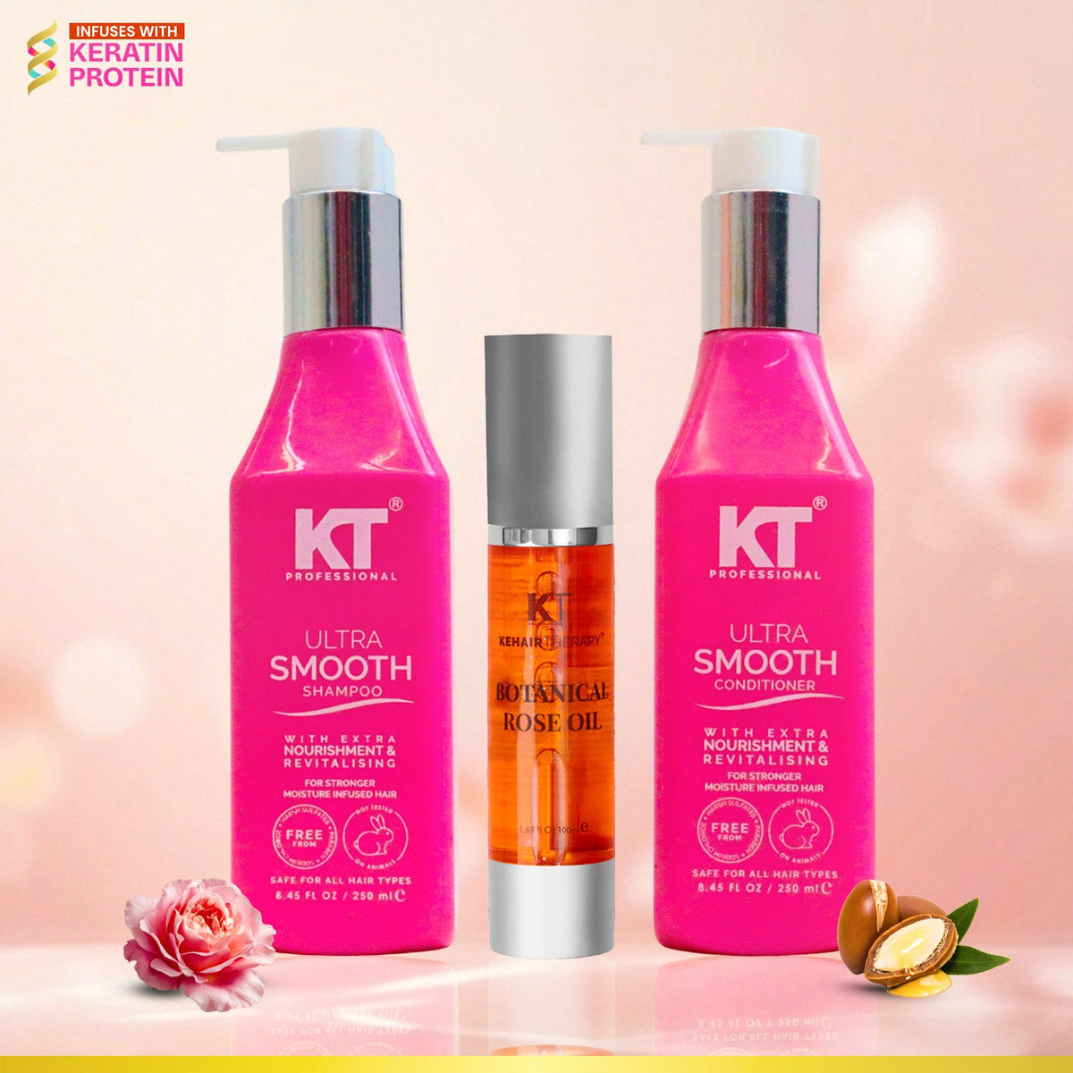 Ultra Smooth Shampoo & Conditioner + Botanical Rose Oil Serum