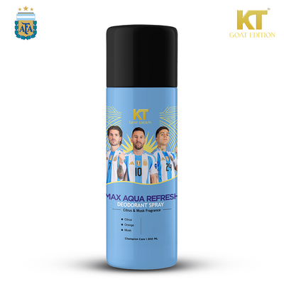 KT GOAT Edition Max Aqua Refresh Deodorant Spray | Citrus & Musk Fragrance | 48Hr Odor Defense | Long Lasting Freshness | 200ml