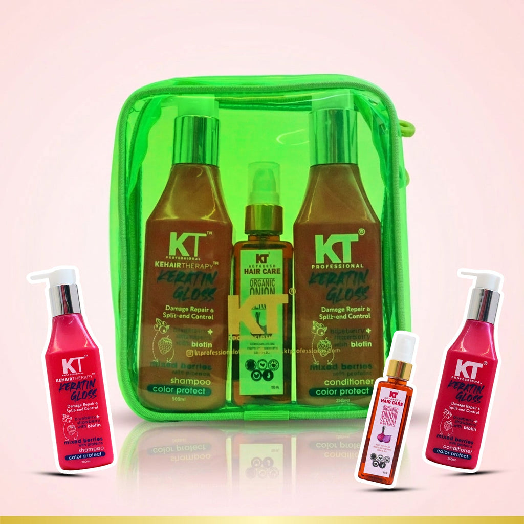 Keratin Shampoo, Conditioner & Onion Serum Set | 3-Step Hair Repair