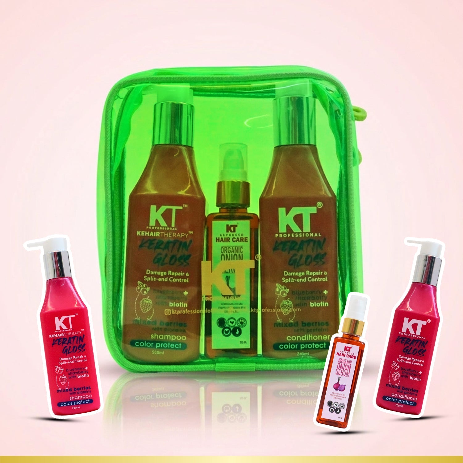 Keratin Shampoo, Conditioner & Onion Serum Set | 3-Step Hair Repair