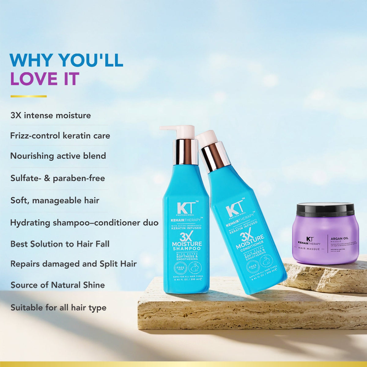 3X Moisture Shampoo & Conditioner + Argan Oil Hair Masque