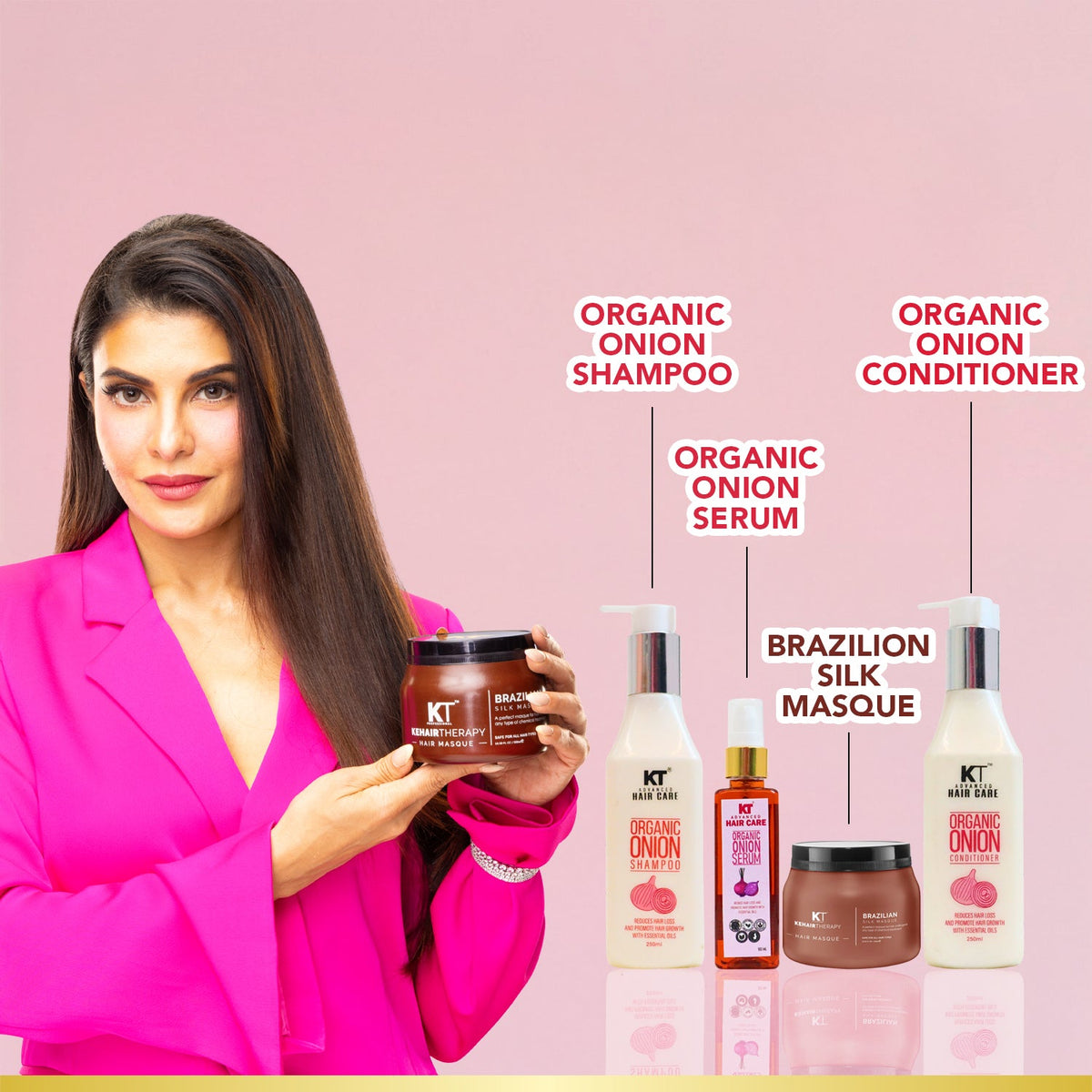 Organic Onion Shampoo & Conditioner 250ml + Onion Serum 100ml + Brazilian Silk Masque 500ml