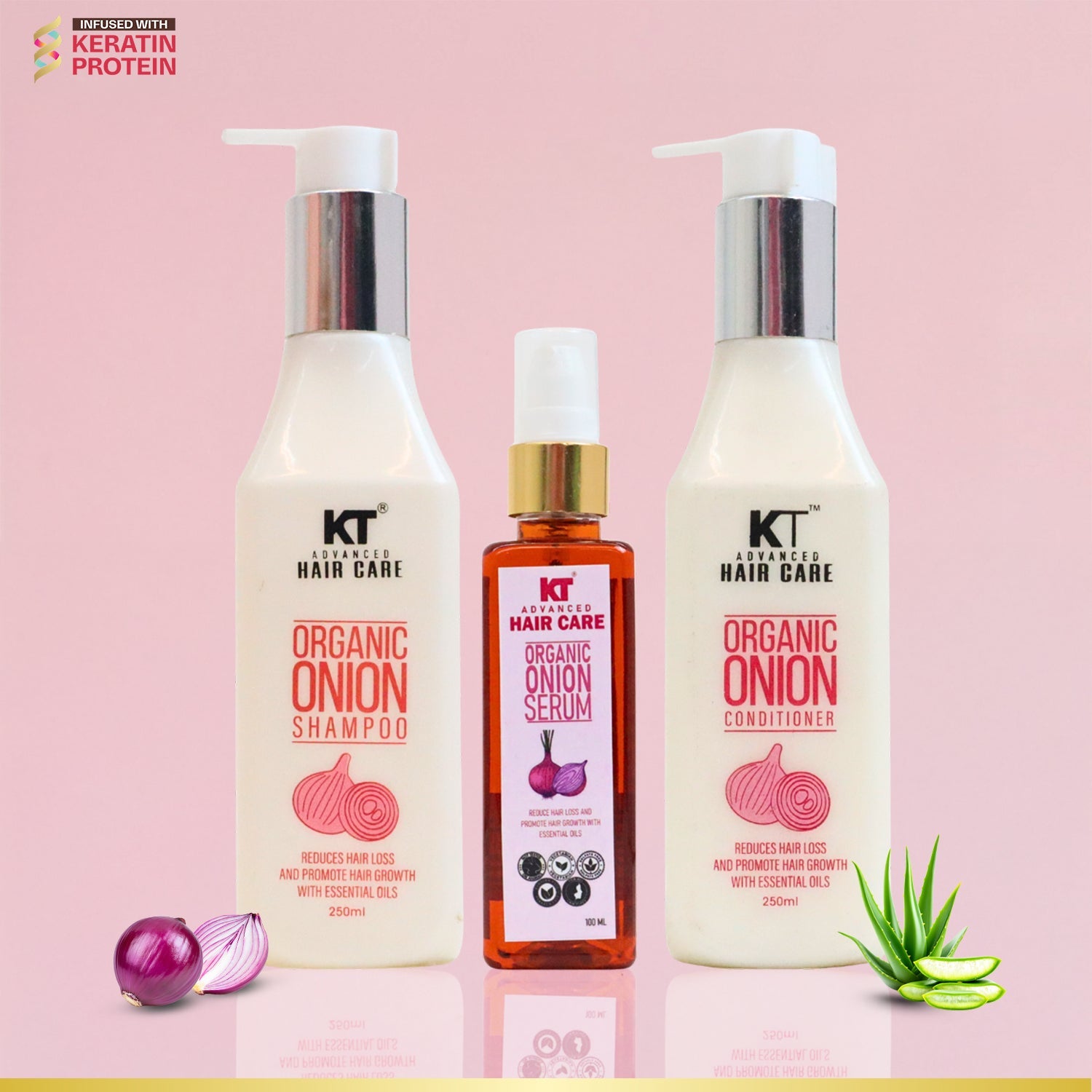 Onion Shampoo, Conditioner & Serum Set | 3-Step Hair Fall Routine