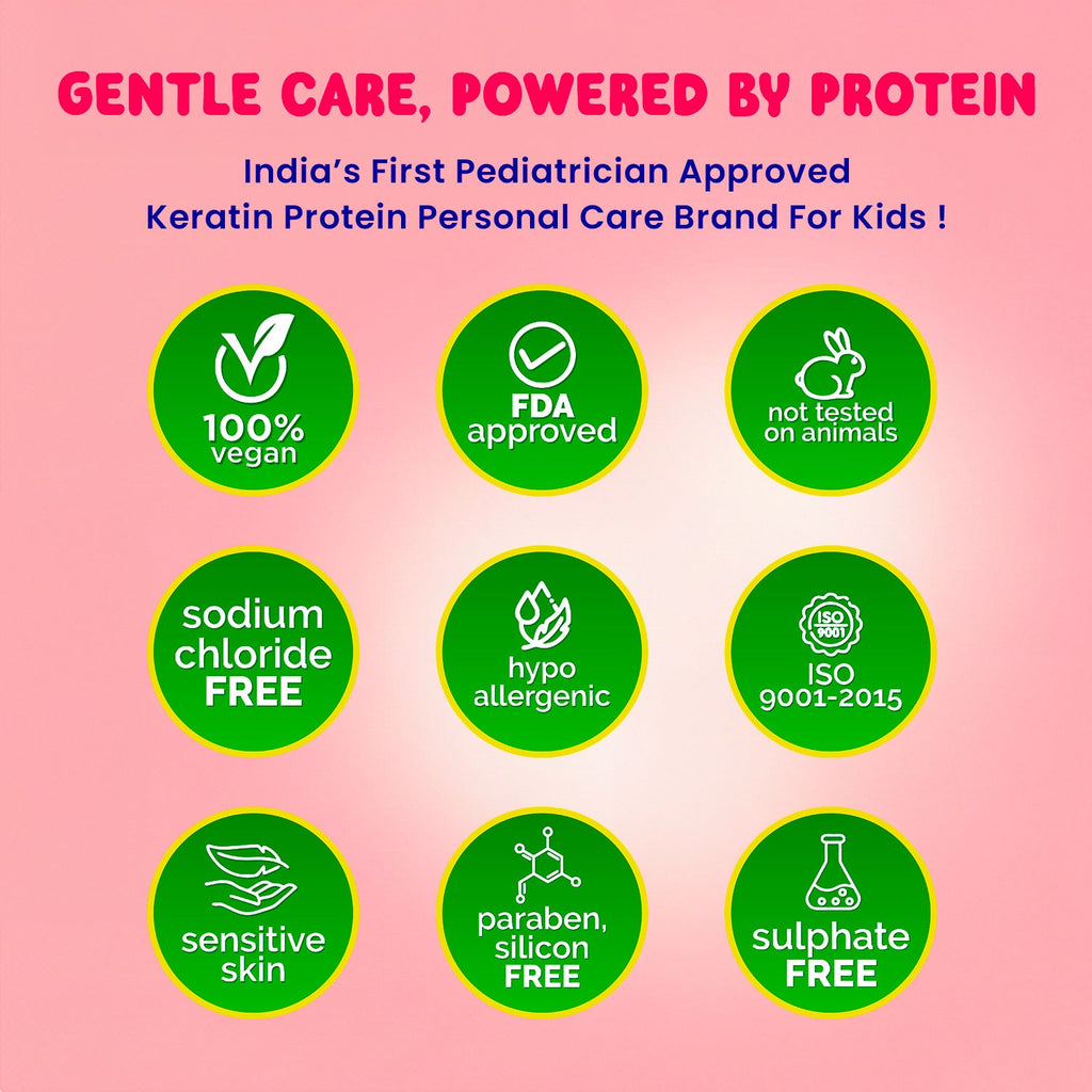 KT Kids Peppa Pig Hair Serum Certifications - India's First Pediatrician Approved Keratin Protein Kids Hair Care, 100% Vegan FDA Approved Sulphate Paraben Silicon Free and Hypoallergenic Formula