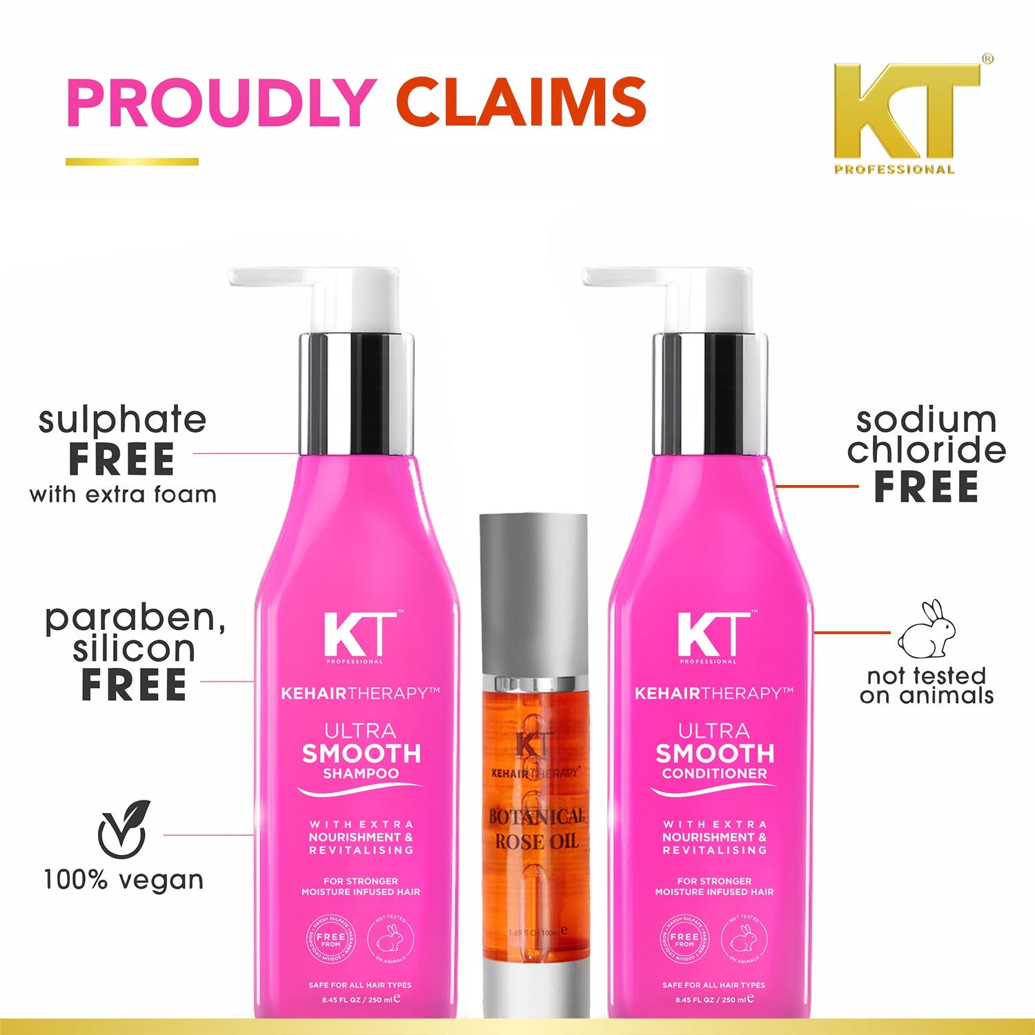 Ultra Smooth Shampoo & Conditioner + Botanical Rose Oil Serum