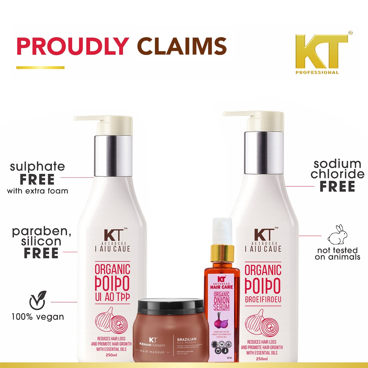 Organic Onion Shampoo & Conditioner 250ml + Onion Serum 100ml + Brazilian Silk Masque 500ml