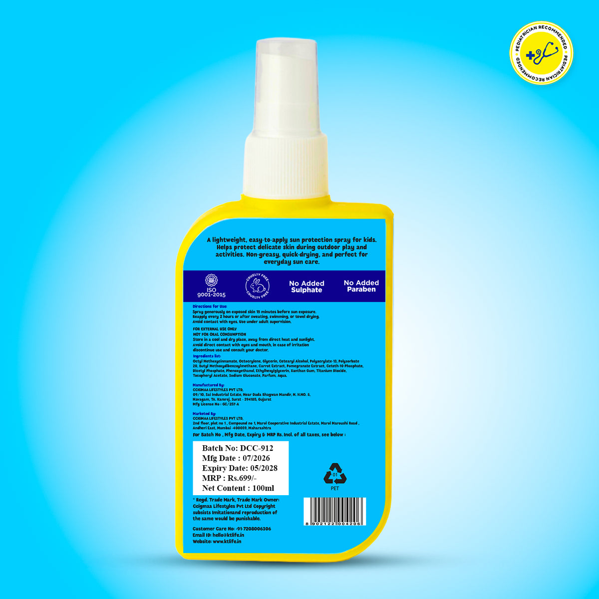 Peppa Pig Moisturizing Sunscreen Body Spray | UV Protection | 100ml