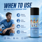 KT GOAT Edition Max Aqua Refresh Deodorant Spray | Citrus & Musk Fragrance | 48Hr Odor Defense | Long Lasting Freshness | 200ml