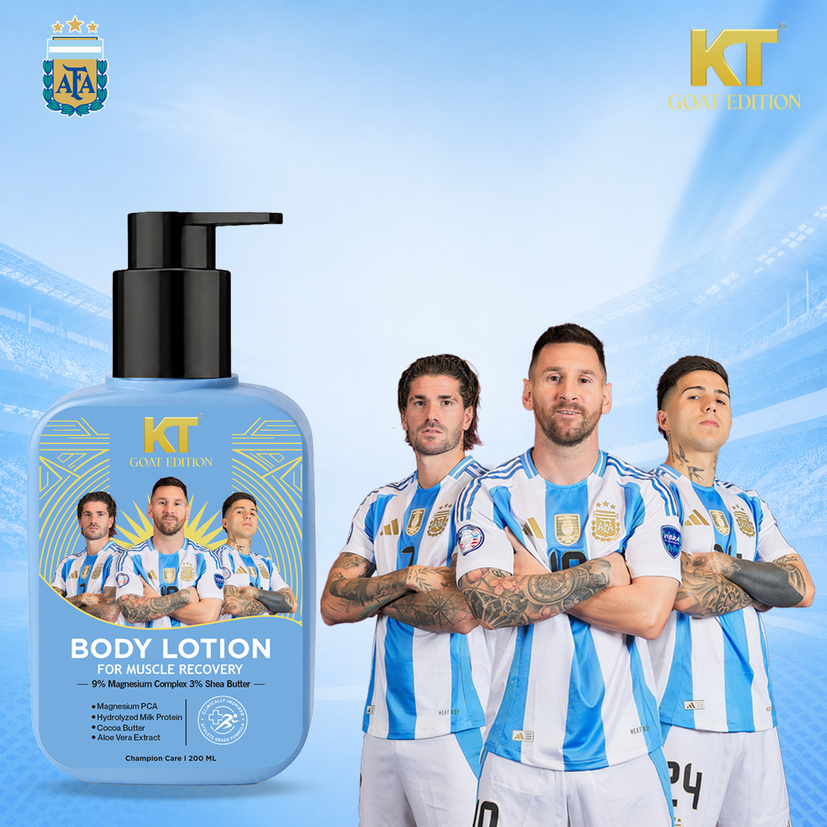 KT GOAT Edition Body Lotion For Muscle Recovery – Deep Hydration For Muscle Recovery (200 ML)