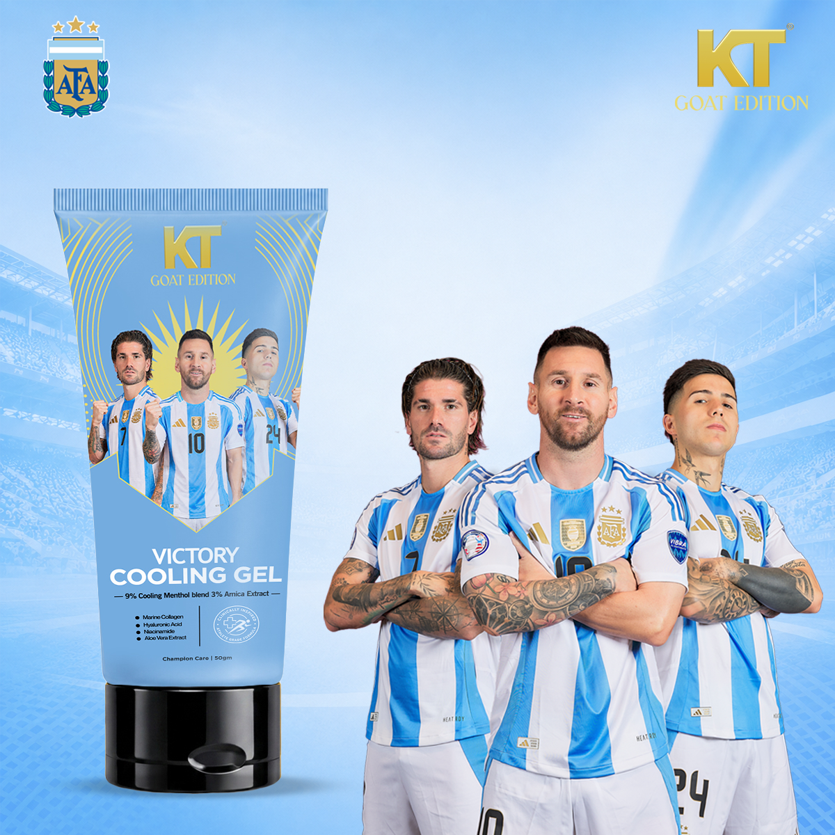 KT GOAT Edition Victory Cooling Gel – Cools, Refreshes & Revives Active Skin (200 GM)