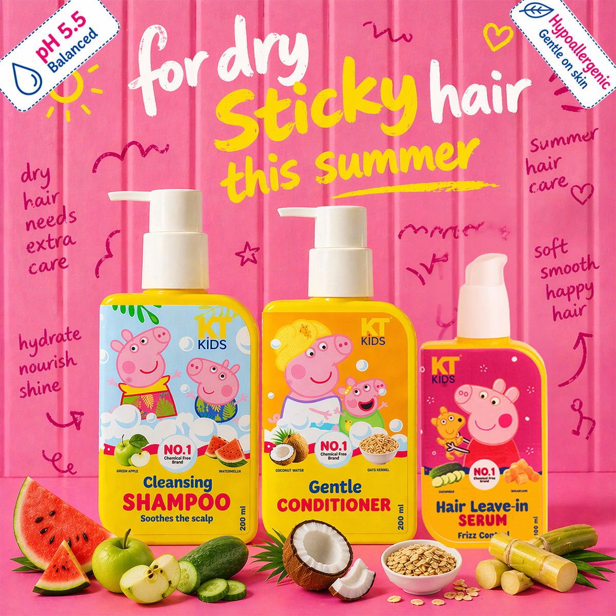 Peppa Pig Kids Hair Care Kit With a Fancy Gift Bag+ Free Peppa pig KeyChain