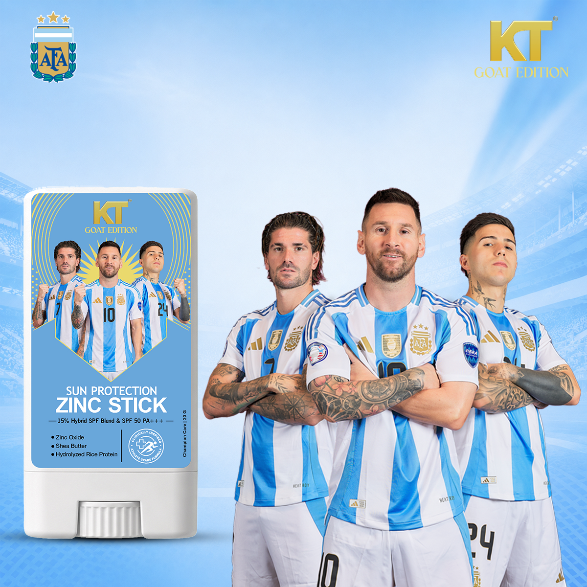 KT GOAT Edition Active Defense Zincstick – Protects Skin From Sun, Sweat & Sports Damage (25 GM)
