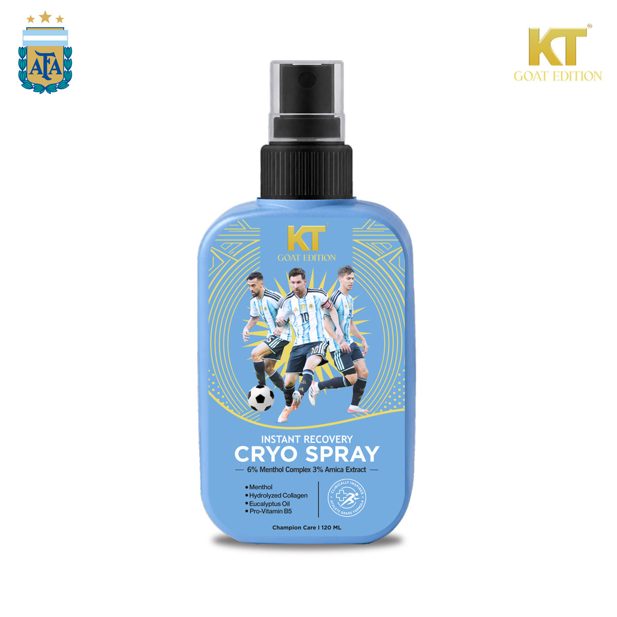 KT GOAT Edition Instant Recovery Cryo Spray – Instant Cooling Relief For Tired Muscles (120 ML)