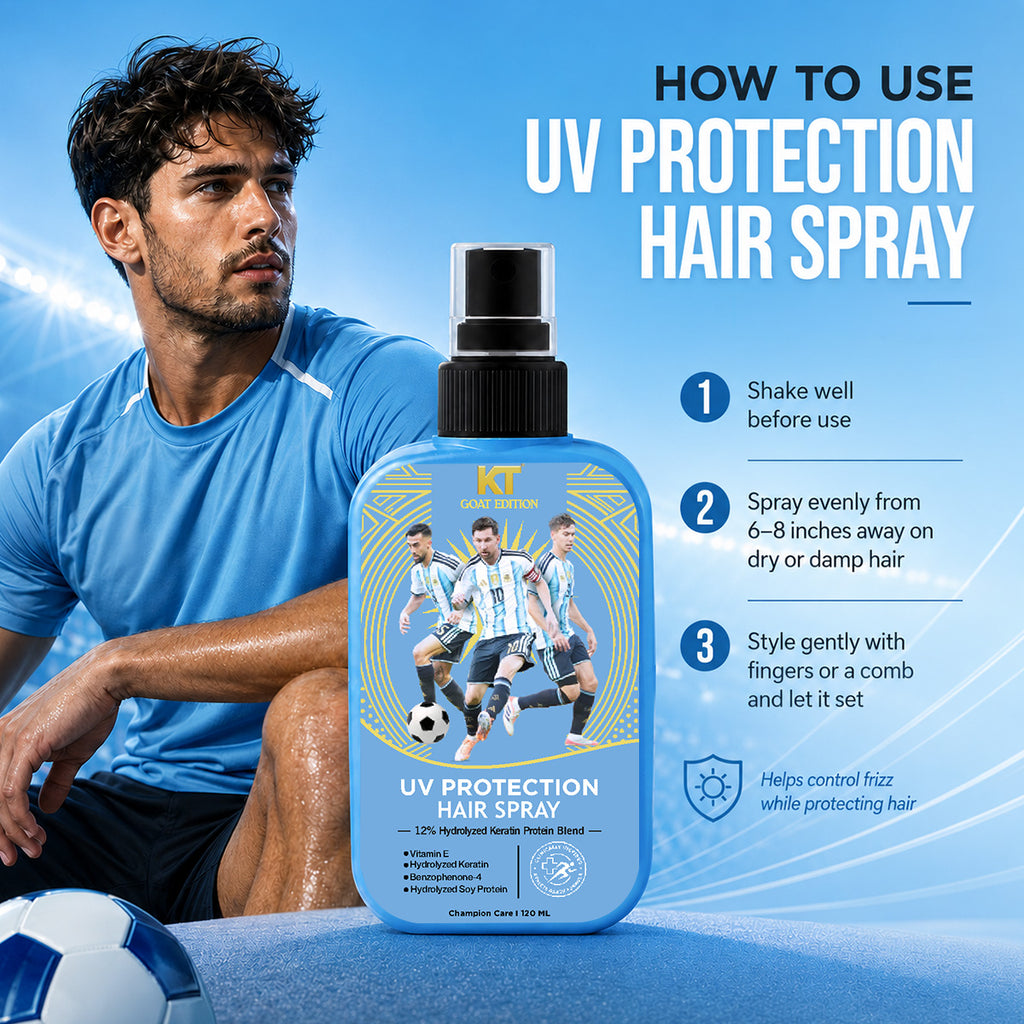 KT GOAT Edition UV Protection Hairspray For Frizzy Hair – Protects Hair From Heat, UV & Styling Damage (120 ML)