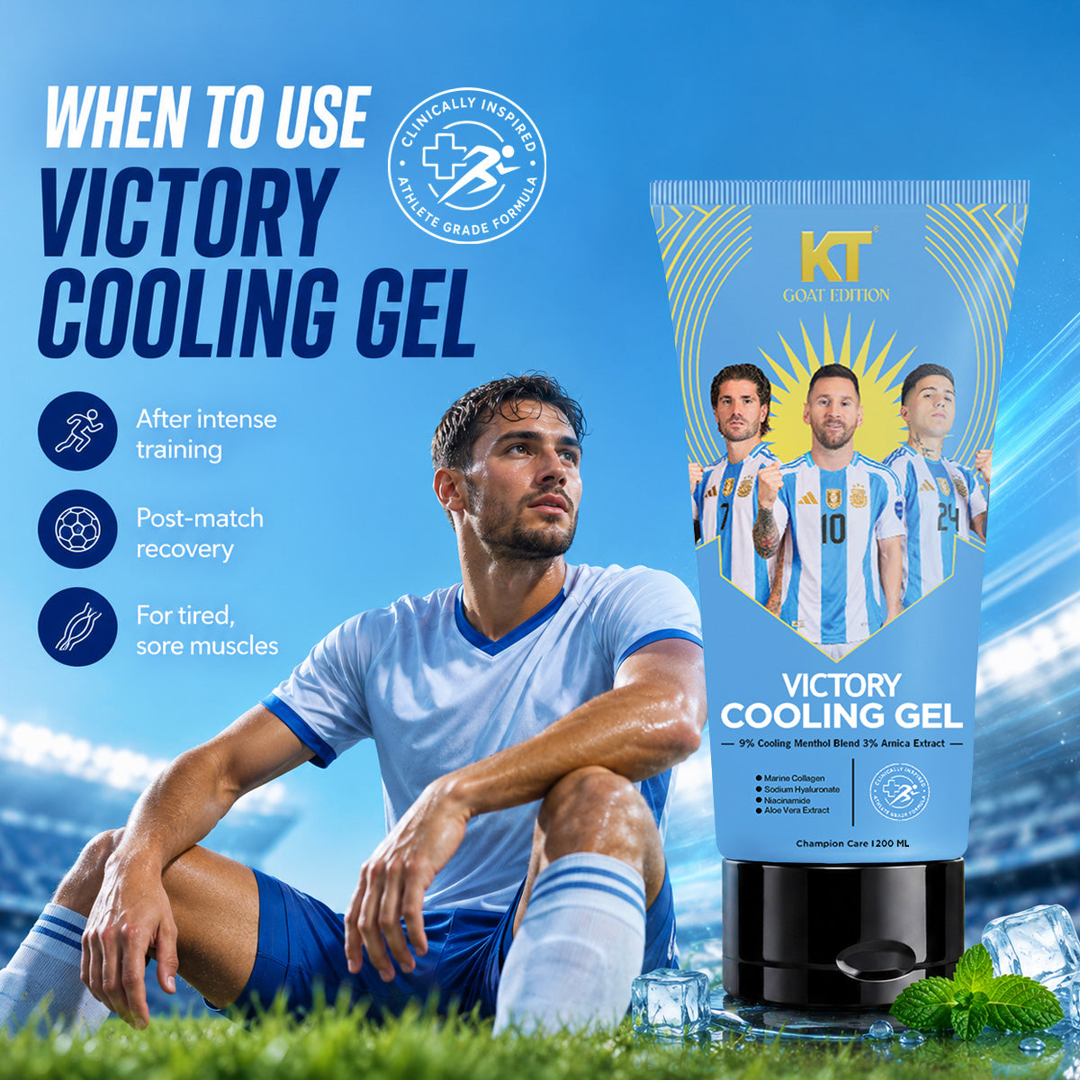 KT GOAT Edition Victory Cooling Gel – Cools, Refreshes & Revives Active Skin (200 GM)