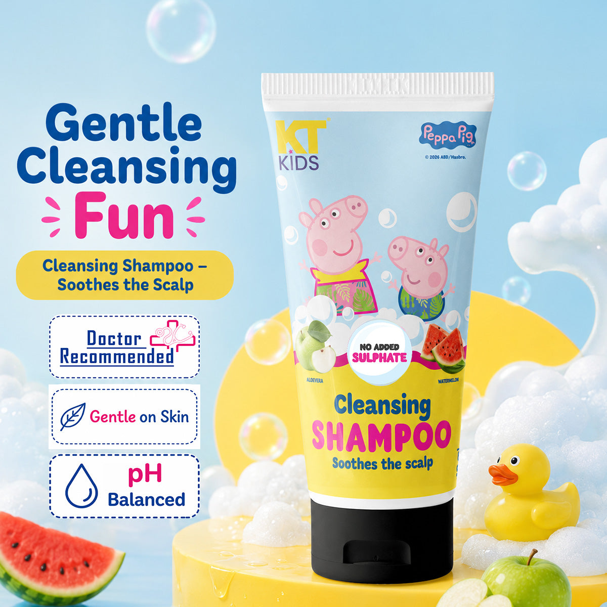 KT Kids x Peppa Pig Bath Time Gift Set | Shampoo, Body Wash & Hair Leave-In Serum