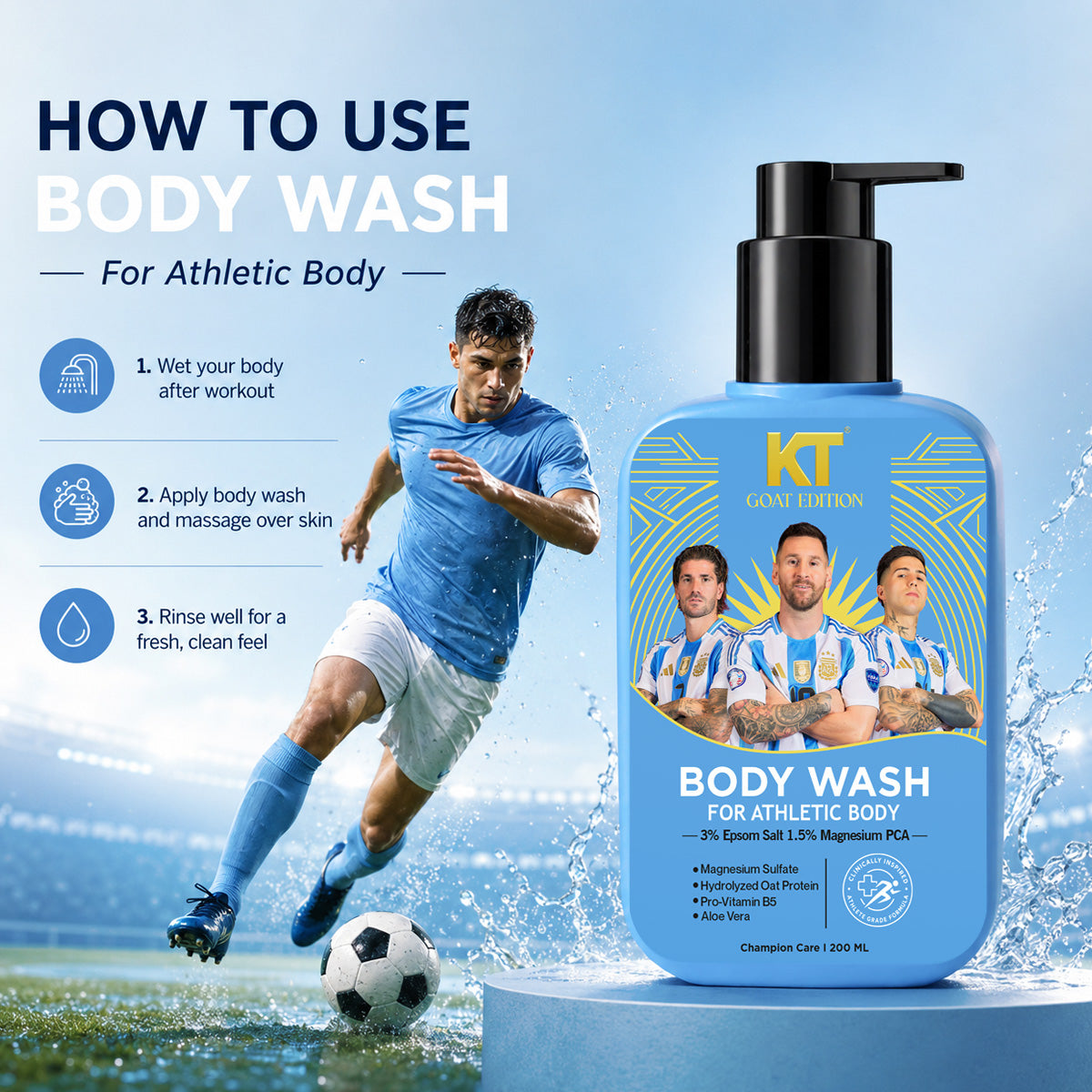 KT GOAT Edition Body Wash For Athletic Body – Relieves Body Fatigue & Post Workout Stress (200 ML)