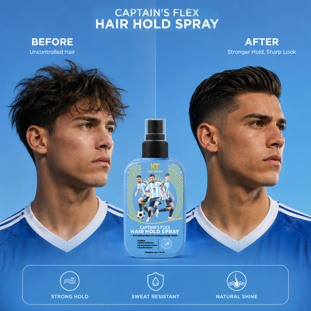 KT GOAT Edition Captain’s Flex Hair Hold Spray – Strong Flexible Hold Without Flakes (120 ML)