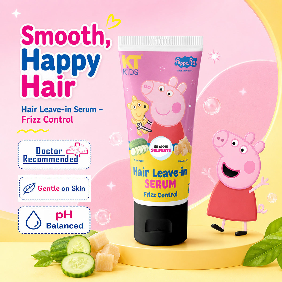 KT Kids x Peppa Pig Bath Time Gift Set | Shampoo, Body Wash & Hair Leave-In Serum
