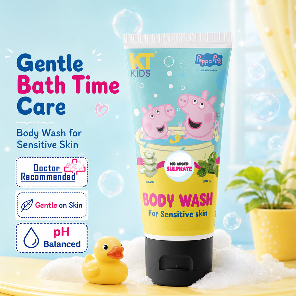 KT Kids x Peppa Pig Bath Time Gift Set | Shampoo, Body Wash & Hair Leave-In Serum
