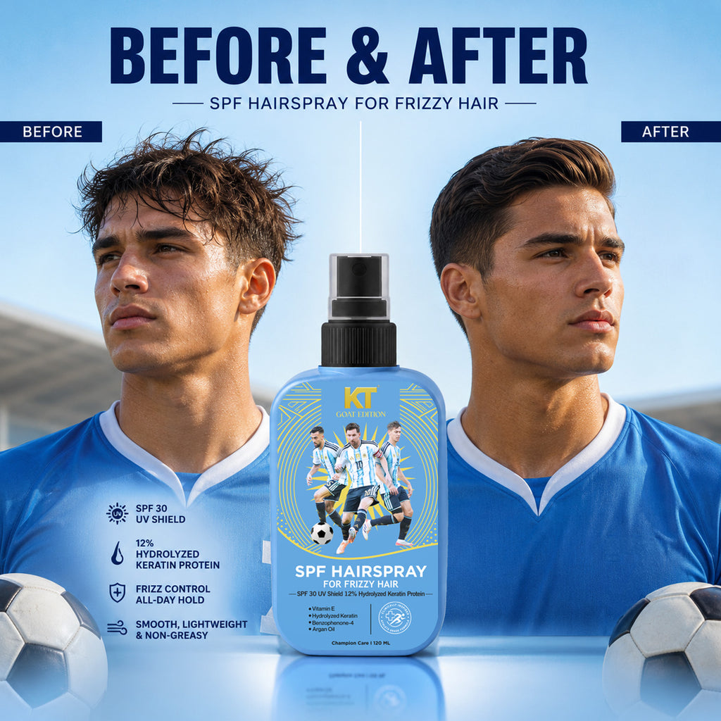 KT GOAT Edition SPF Hairspray For Frizzy Hair – Protects Hair From Heat, UV & Styling Damage (120 ML)