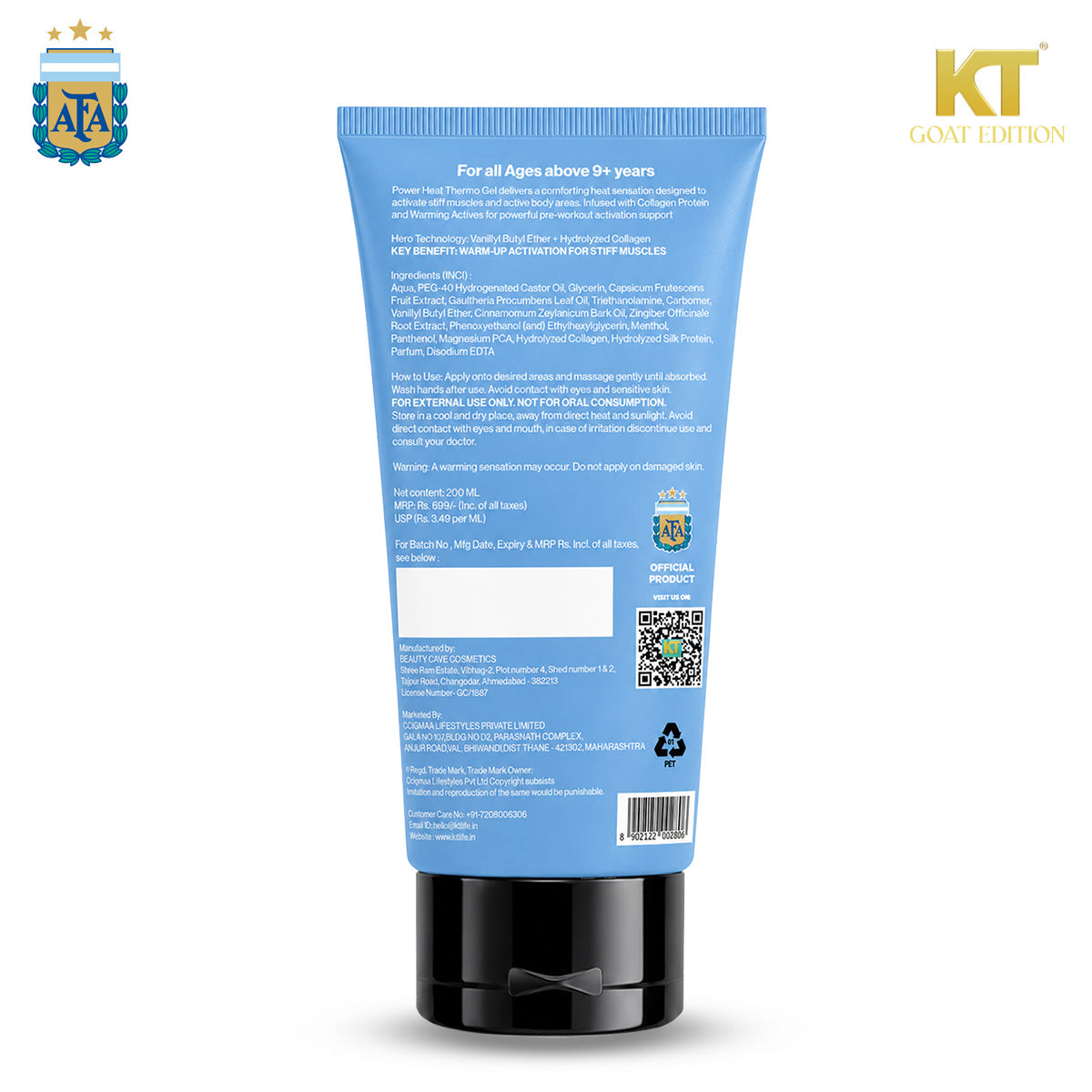 KT GOAT Edition Power Heat Thermo Gel – Warm-Up Recovery For Stiff Muscles (200 GM)