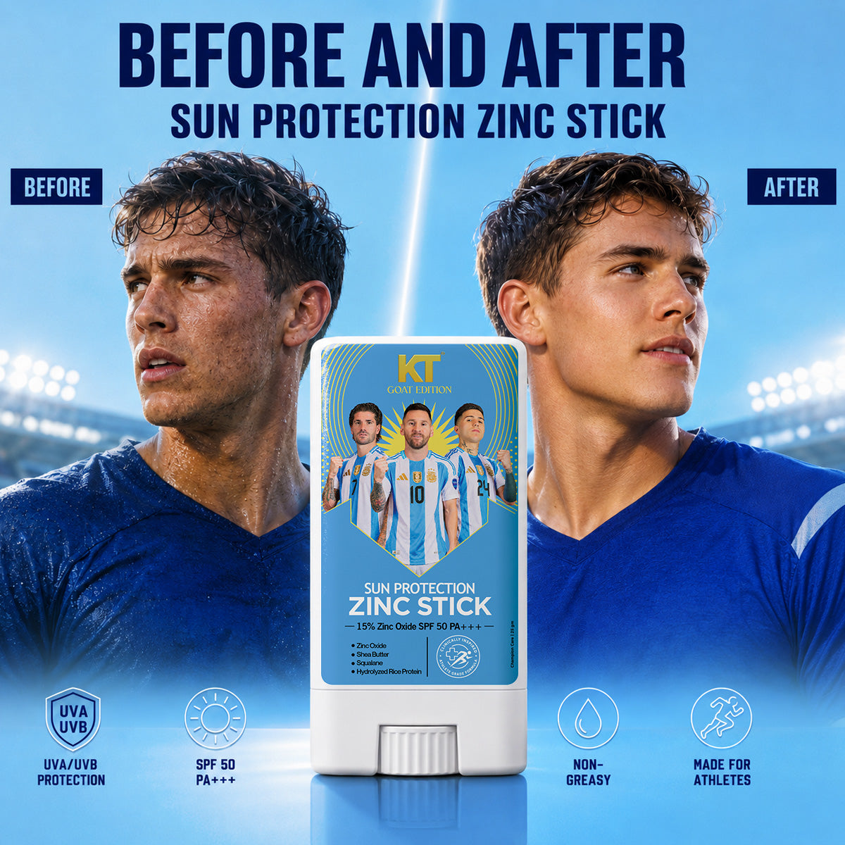 KT GOAT Edition Active Defense Zincstick – Protects Skin From Sun, Sweat & Sports Damage (25 GM)