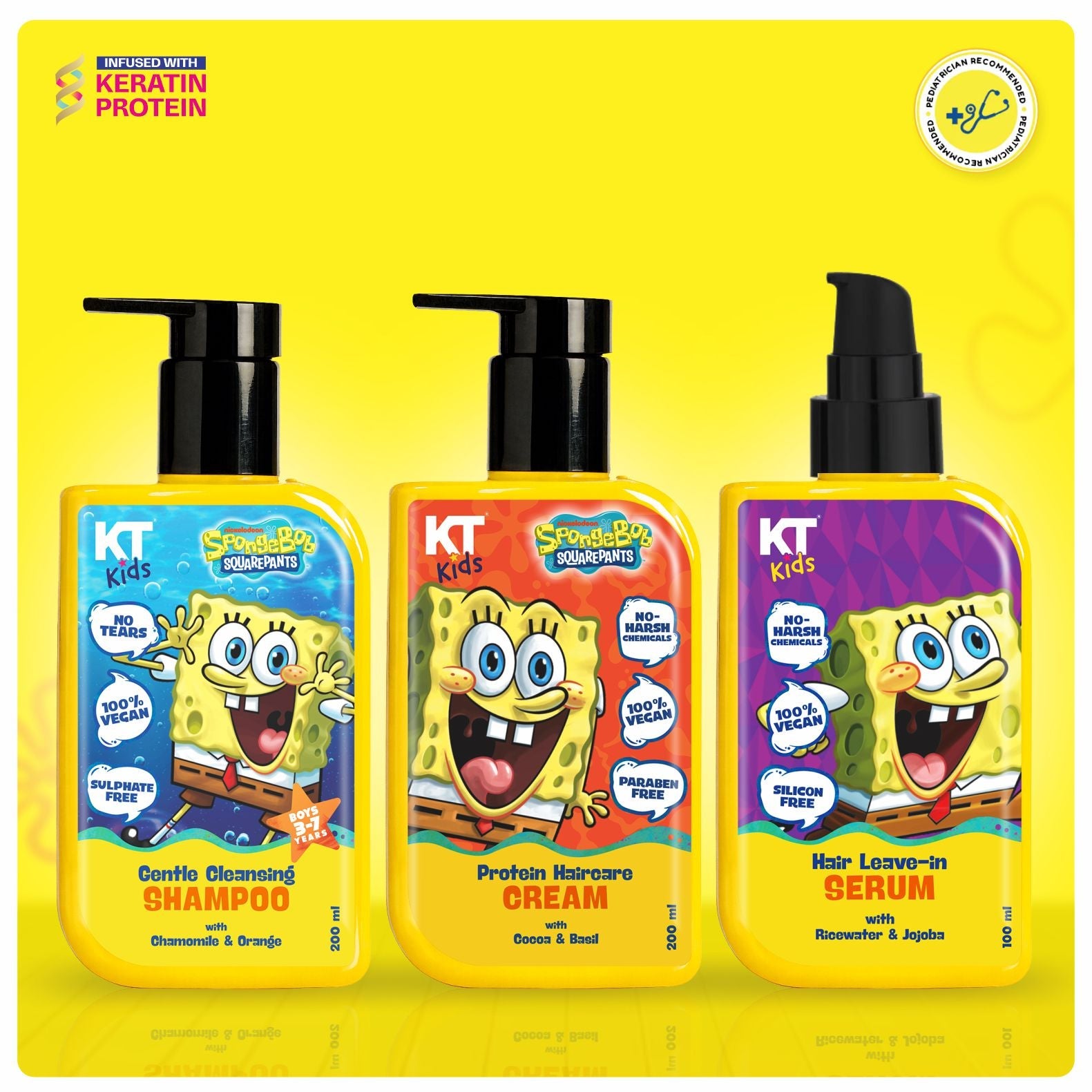 Haircare Trio Combo | Gentle Cleansing Shampoo Boys Age 3-7years + Conditioner / Protein Haircare Cream + Hair Leave-In Serum