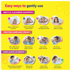 Haircare Trio Combo | Gentle Cleansing Shampoo Girls  Age 3-7 yrs + Conditioner / Protein Haircare Cream + Hair Leave-In Serum
