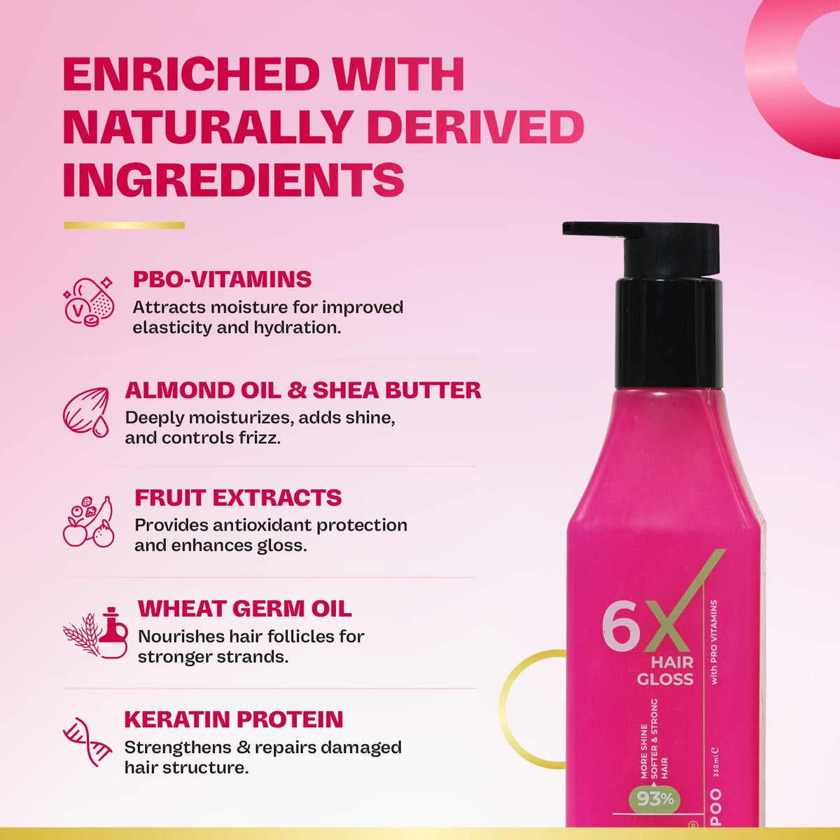 6X Hair Gloss Shampoo | 93% More Shine | Pro-Vitamin | Sulfate-Free