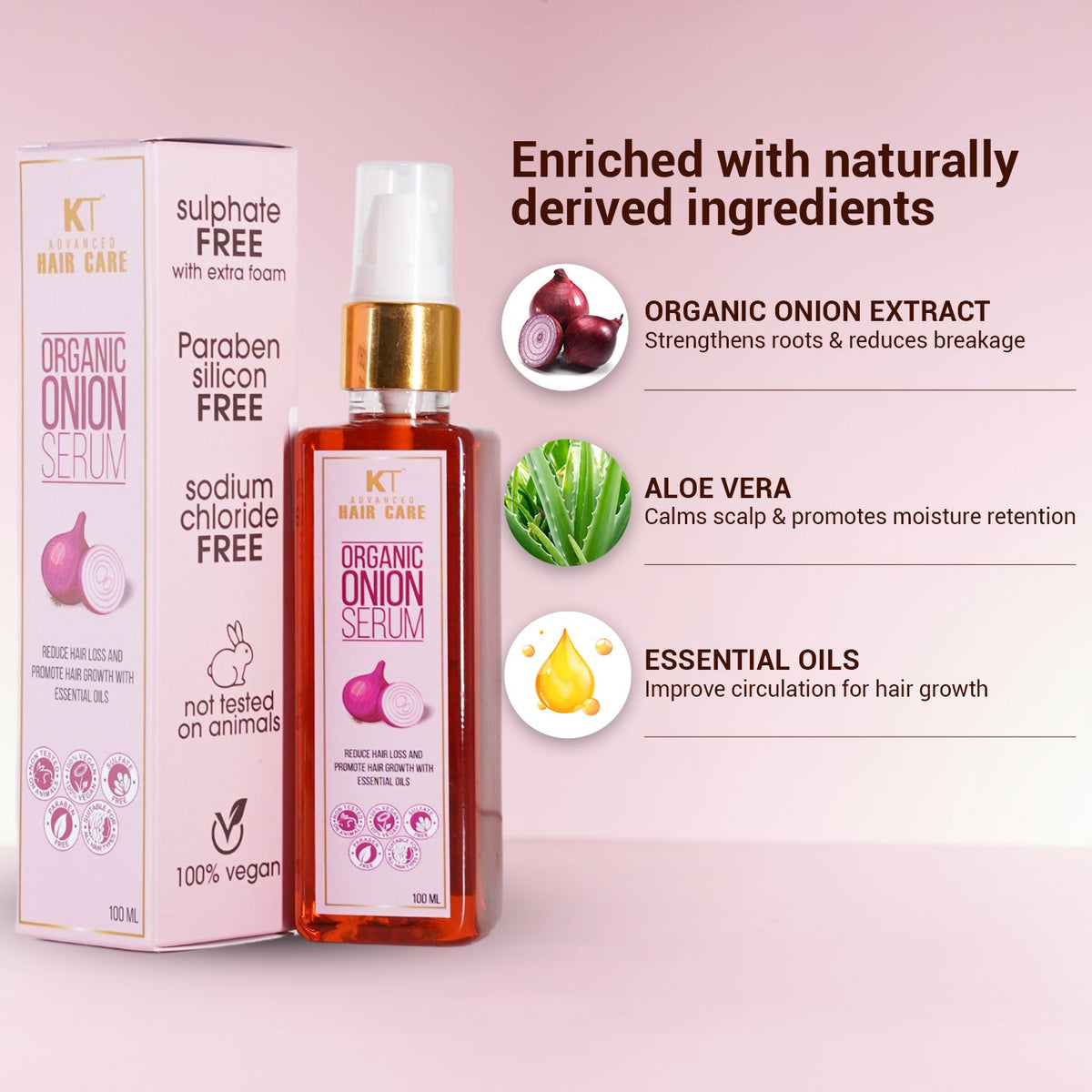 Organic Onion Hair Serum | Hair Fall Control  & Growth | Leave-In