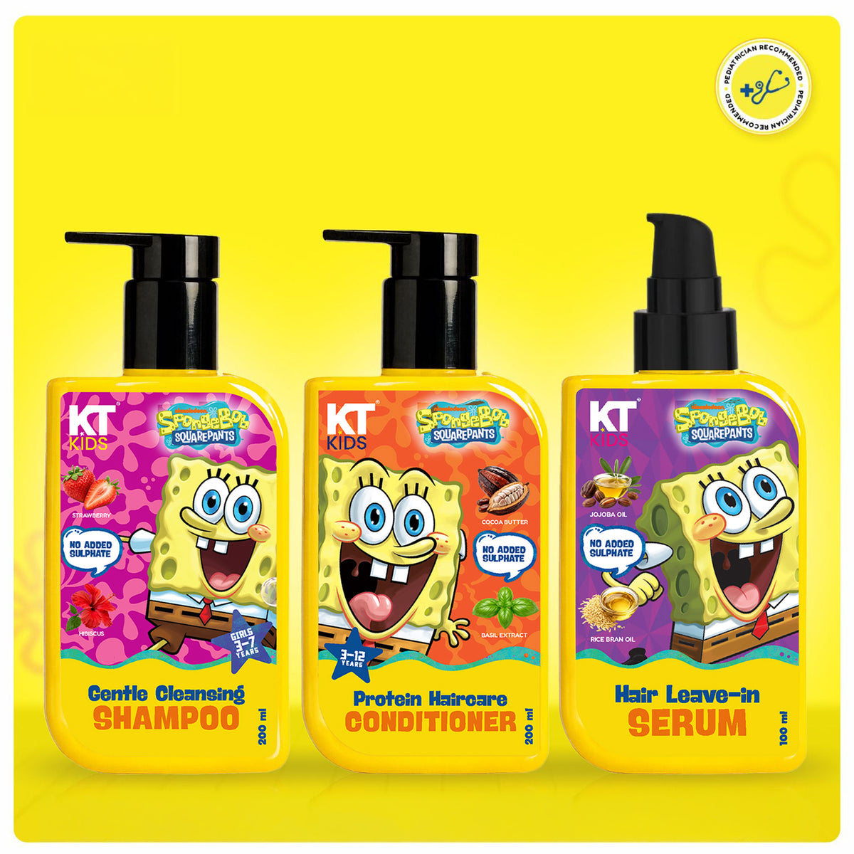 Haircare Trio Combo | Gentle Cleansing Shampoo Girls  Age 3-7 yrs + Conditioner / Protein Haircare Cream + Hair Leave-In Serum