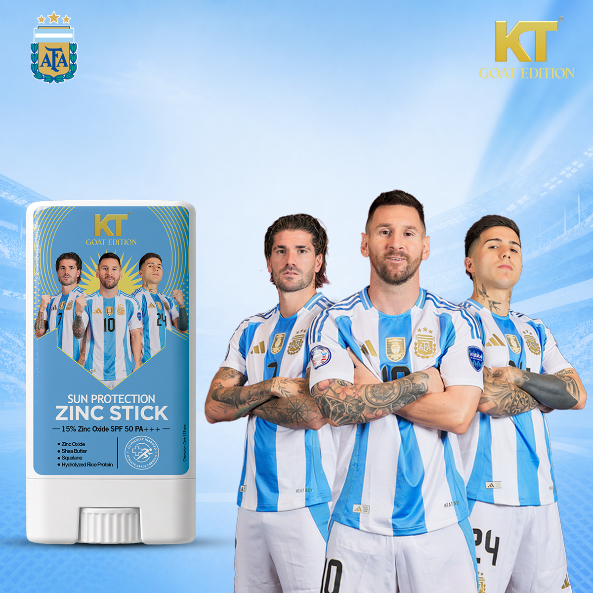 KT GOAT Edition Active Defense Zincstick – Protects Skin From Sun, Sweat & Sports Damage (25 GM)