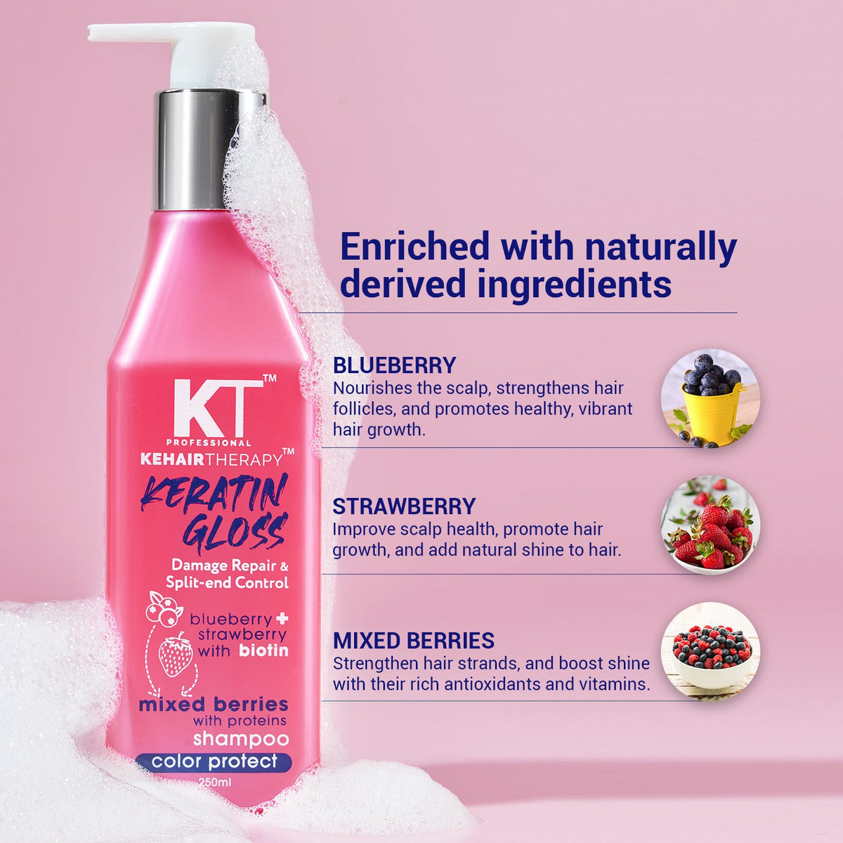 Keratin Gloss Shampoo | Damaged Hair & Split End Control