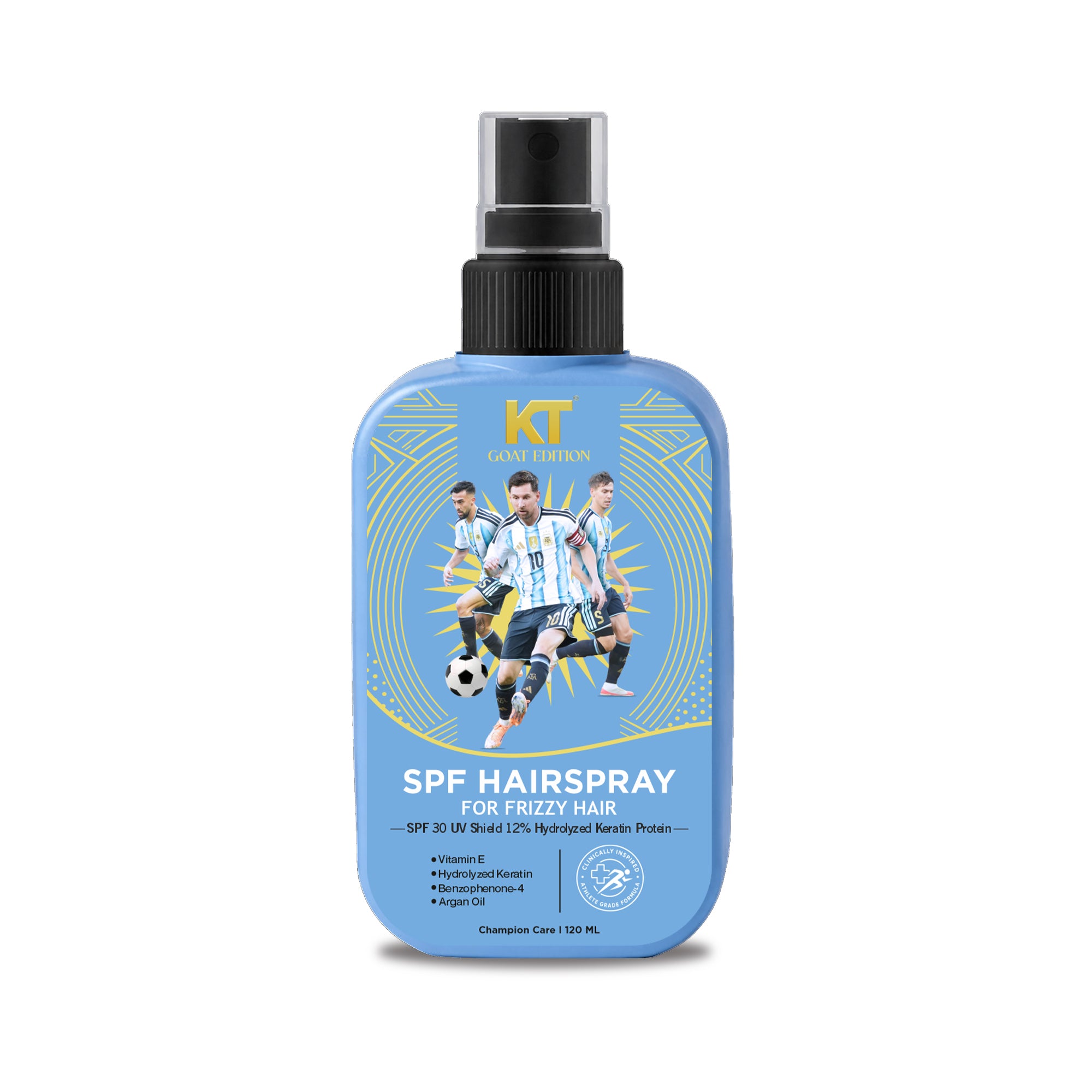 KT GOAT Edition SPF Hairspray For Frizzy Hair – Protects Hair From Heat, UV & Styling Damage (120 ML)
